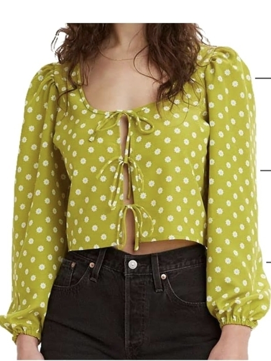 Levi's Lime Green Daisy Tie-Front Blouse - Picture 8 of 8